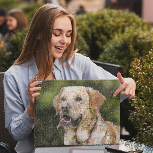 Crea il tuo mosaico cane unico con tante foto, ideale per amanti e regali!