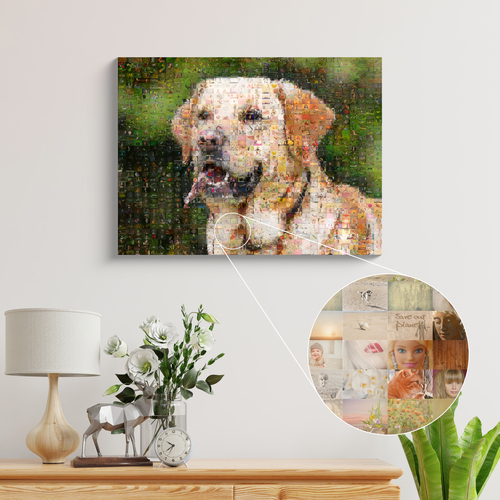 Crea il tuo mosaico cane unico con tante foto, ideale per amanti e regali!